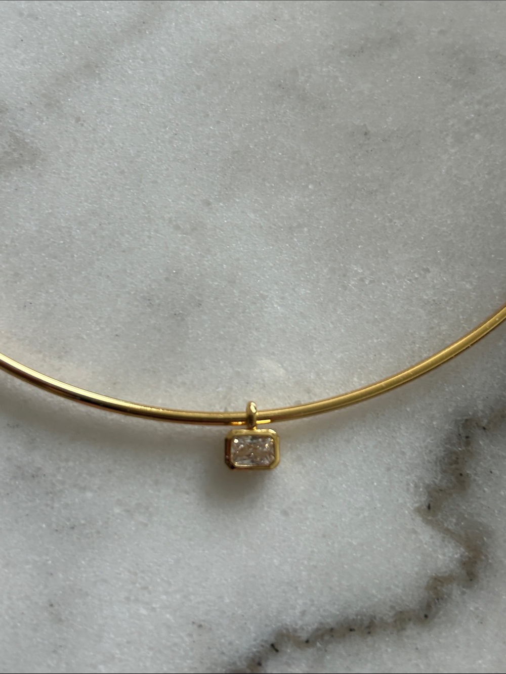 NWT Madewell Emerald-Cut Crystal Wire Choker Necklace - Picture 5 of 6